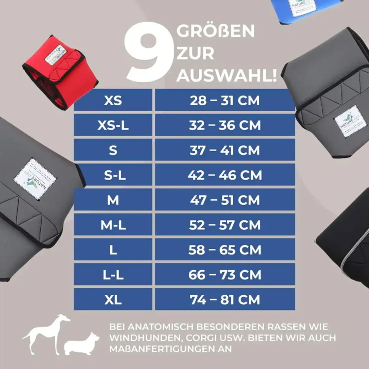 Läufigkeitshose aus Neopren 25 Läufigkeitshose von Nature pet Größentabelle
