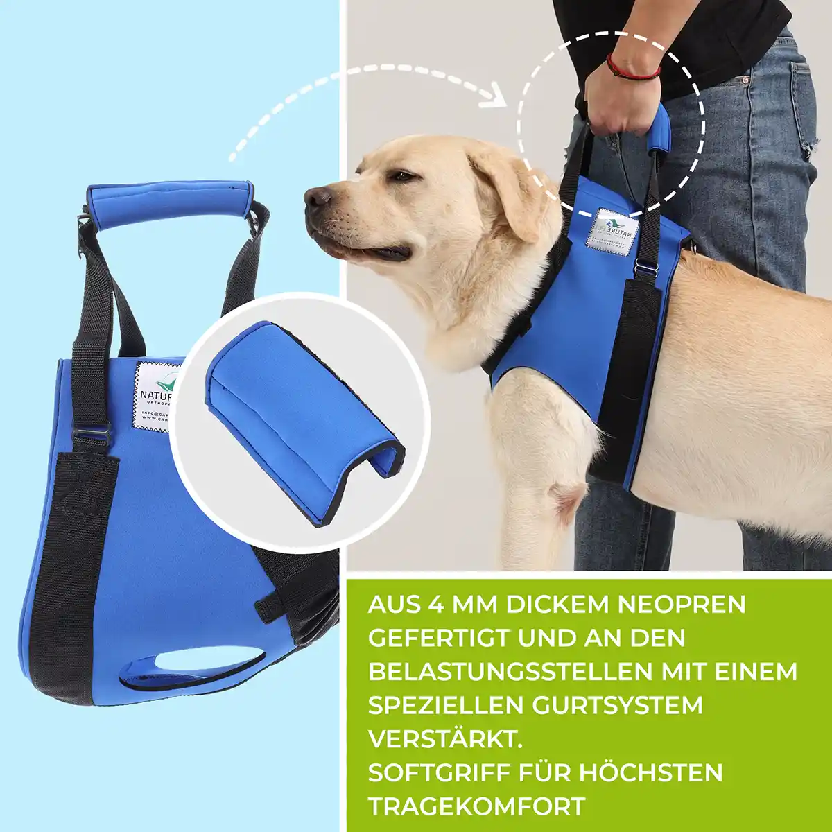 Hunde Tragehilfe vorne 17 Softgriff für die Nature pet Hunde Tragehilfe vorne