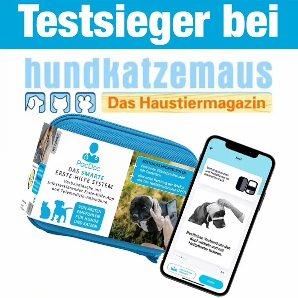 Erste Hilfe Set für Hunde und katzen mit Smartphone Anbindung Testsieger bei Hund Katz und maus