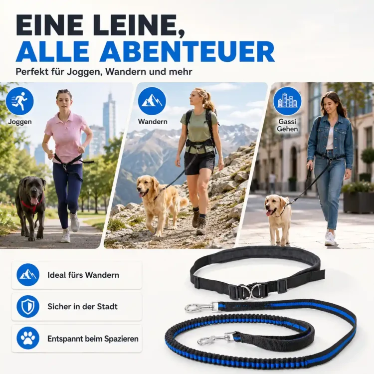 Flexible Joggingleine für Hunde 37 Hunde Freihand Joggingleine