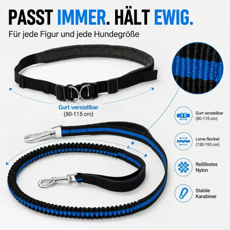 Flexible Joggingleine für Hunde 29 Hunde Freihand Joggingleine
